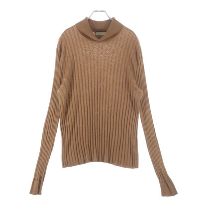 Gucci Turtleneck Long Sleeve Rib Knit Brown Sweater