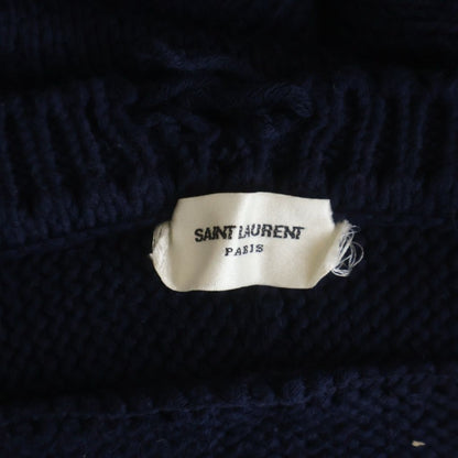Saint Laurent Paris Destroyed Crushed Knit Sweater Navy — view 6