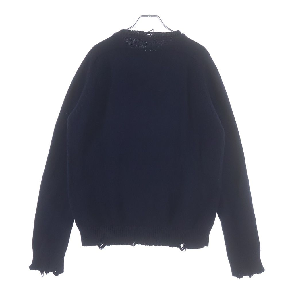 Saint Laurent Paris Destroyed Crushed Knit Sweater Navy — view 2