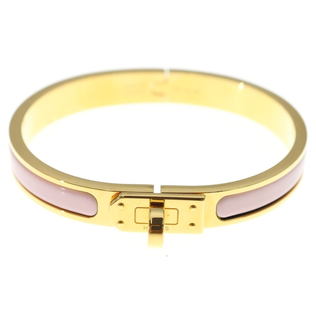 Hermes Mini Click Kelly Enamel Bracelet Gold Pink