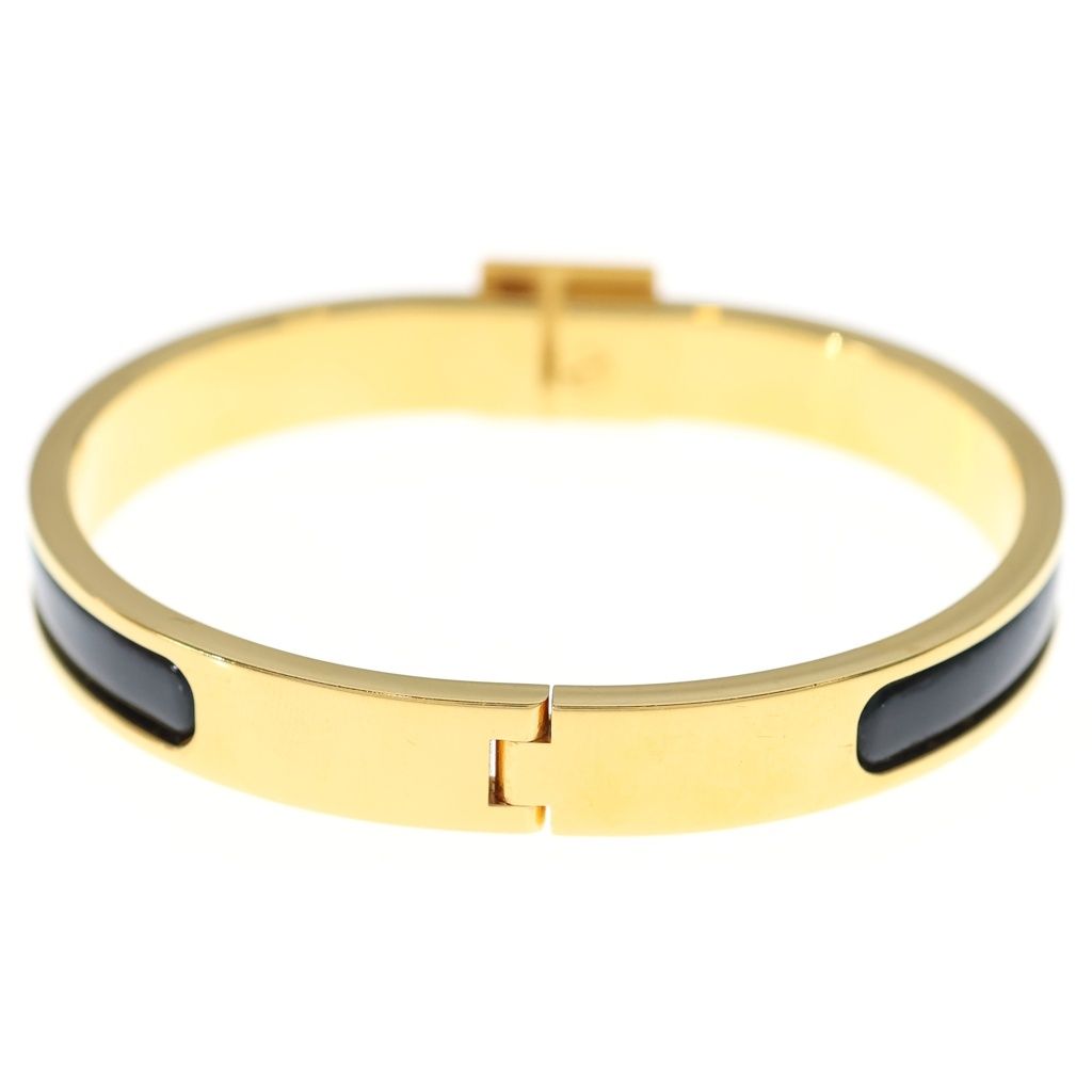 Hermes Mini Click Meadow Enamel Bracelet Gold Black — view 2
