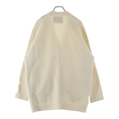 Fendi FF Calligraphy Logo Wool Rayon Knit Cardigan Ivory — view 2