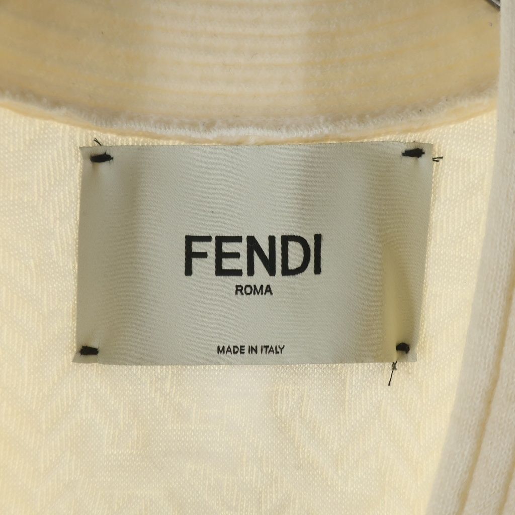Fendi FF Calligraphy Logo Wool Rayon Knit Cardigan Ivory — view 7