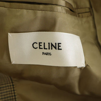 Celine Wool Linen Glen Check Prince of Wales Classic Terre Jacket Brown — view 7
