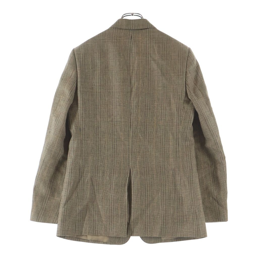 Celine Wool Linen Glen Check Prince of Wales Classic Terre Jacket Brown — view 2