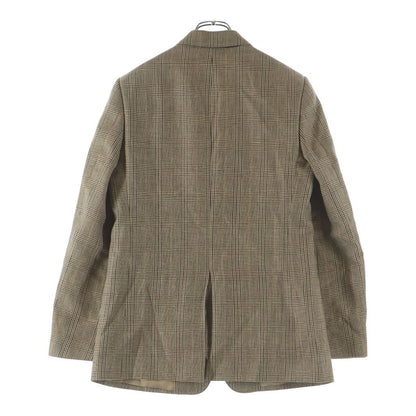 Celine Wool Linen Glen Check Prince of Wales Classic Terre Jacket Brown — view 2
