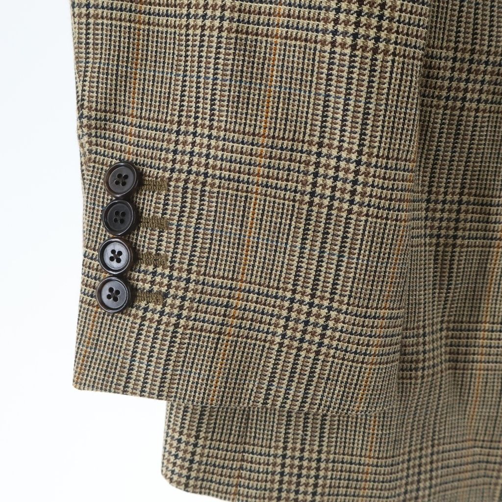 Celine Wool Linen Glen Check Prince of Wales Classic Terre Jacket Brown — view 6