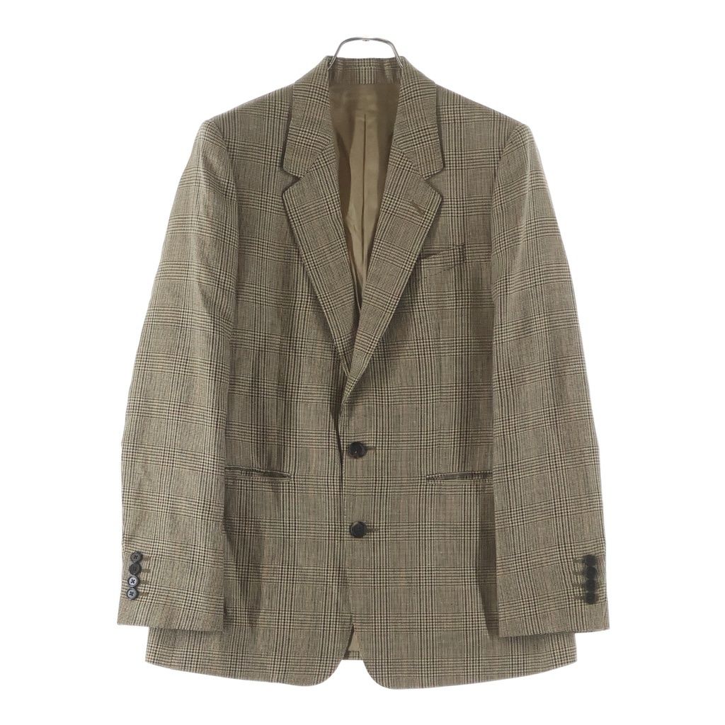 Celine Wool Linen Glen Check Prince of Wales Classic Terre Jacket Brown