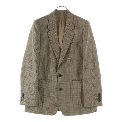Celine Wool Linen Glen Check Prince of Wales Classic Terre Jacket Brown