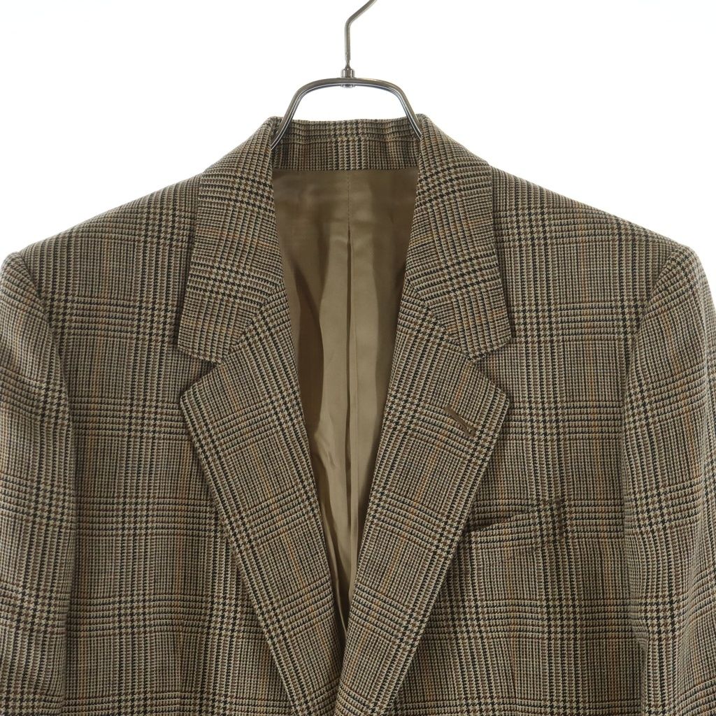 Celine Wool Linen Glen Check Prince of Wales Classic Terre Jacket Brown — view 3