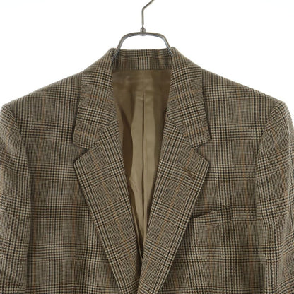Celine Wool Linen Glen Check Prince of Wales Classic Terre Jacket Brown — view 3