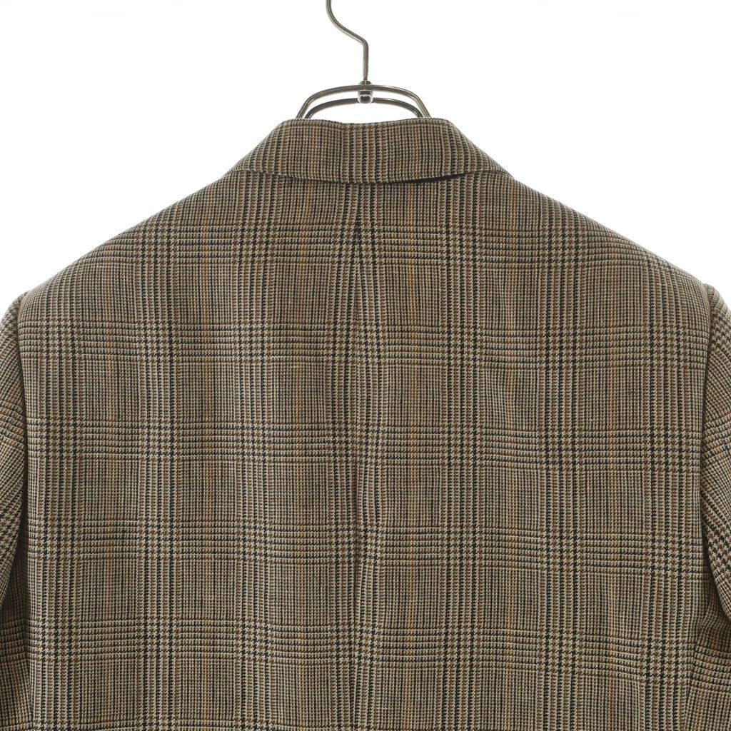 Celine Wool Linen Glen Check Prince of Wales Classic Terre Jacket Brown — view 4