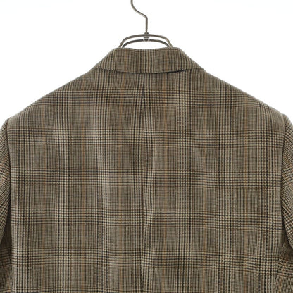 Celine Wool Linen Glen Check Prince of Wales Classic Terre Jacket Brown — view 4