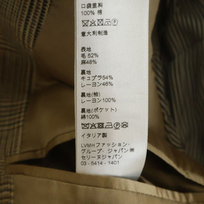 Celine Wool Linen Glen Check Prince of Wales Classic Terre Jacket Brown — view 8
