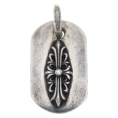 Chrome Hearts Raised Frrl Dogtag Floral Cross Dog Tag Pendant Top Silver