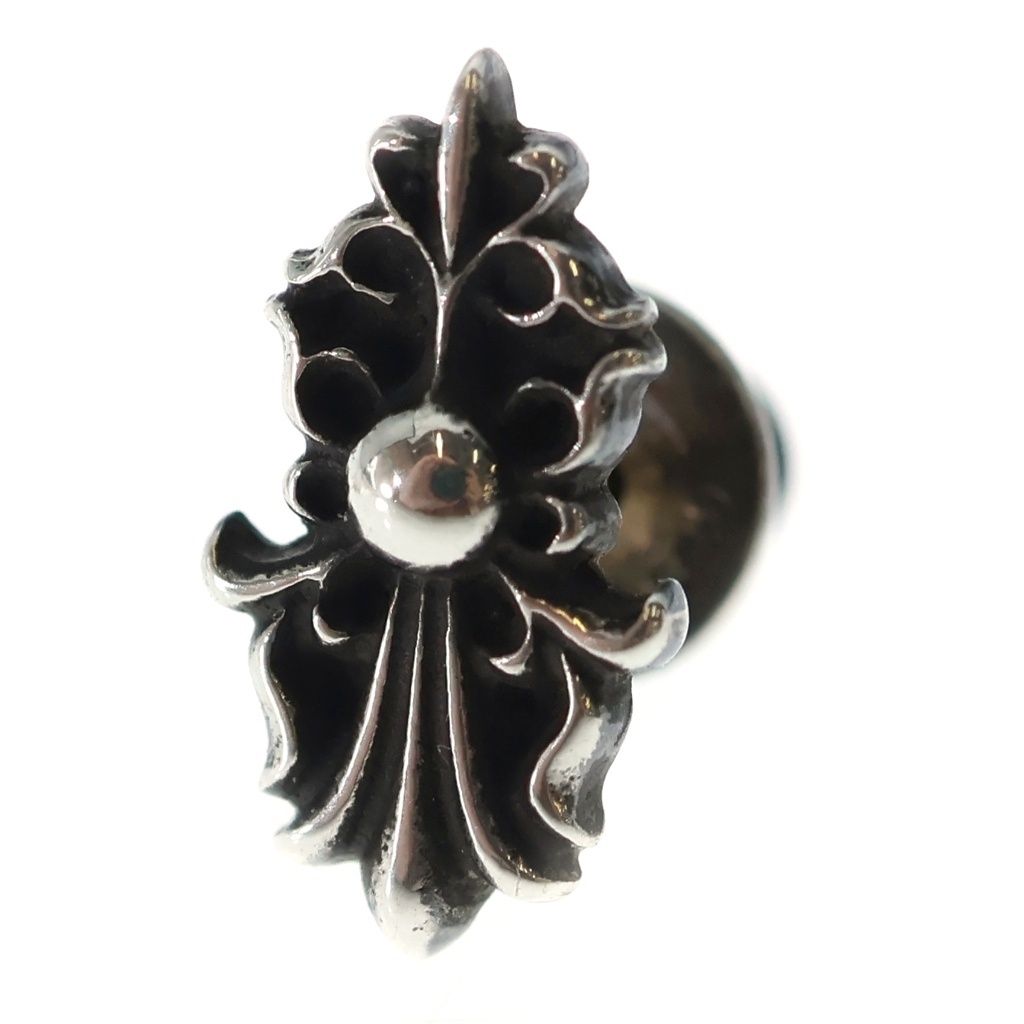 Chrome Hearts Floral Teardrop Cross Earrings Silver