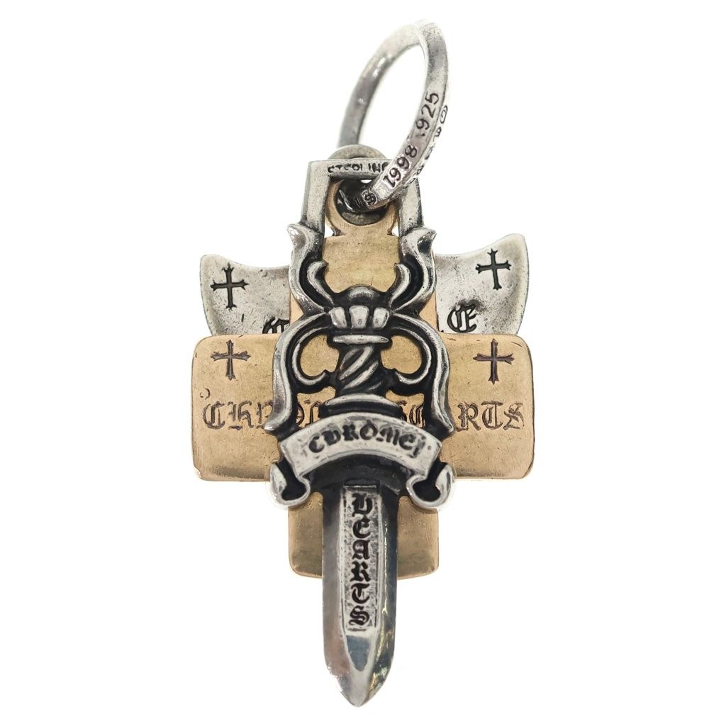 Chrome Hearts 22k Withoring 22k Combio Ring Necklace Pendant Silver Gold