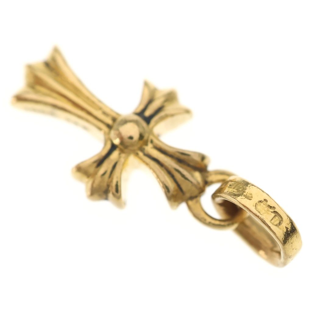 Chrome Hearts 22k Crs Baby Fat P Dia Fat Cross Pave Diamond Pendant Top Gold — view 6