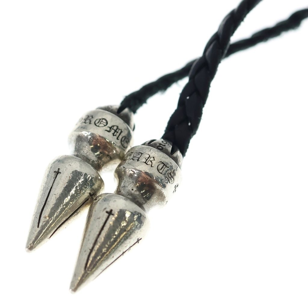 Chrome Hearts Spike Leather Braid Spy Cles the Blade Necklace Silver Black — view 4