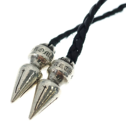 Chrome Hearts Spike Leather Braid Spy Cles the Blade Necklace Silver Black — view 4