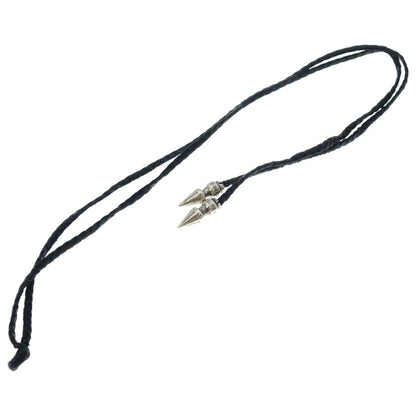 Chrome Hearts Spike Leather Braid Spy Cles the Blade Necklace Silver Black — view 2
