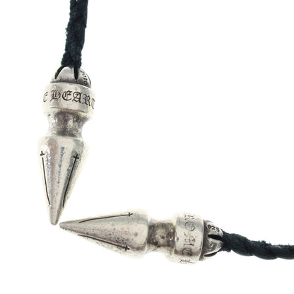 Chrome Hearts Spike Leather Braid Spy Cles the Blade Necklace Silver Black