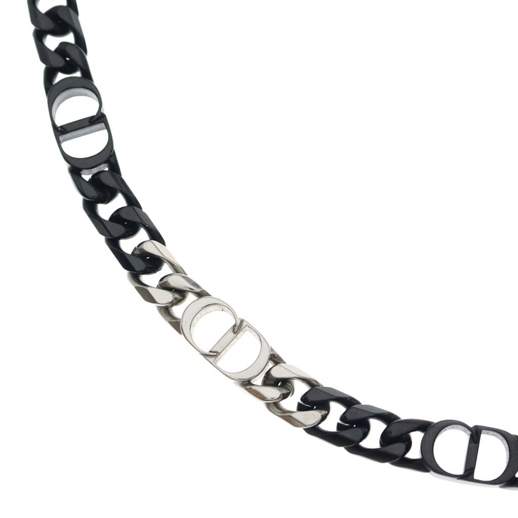 Dior CD Icon Chain Link Necklace Silver Black