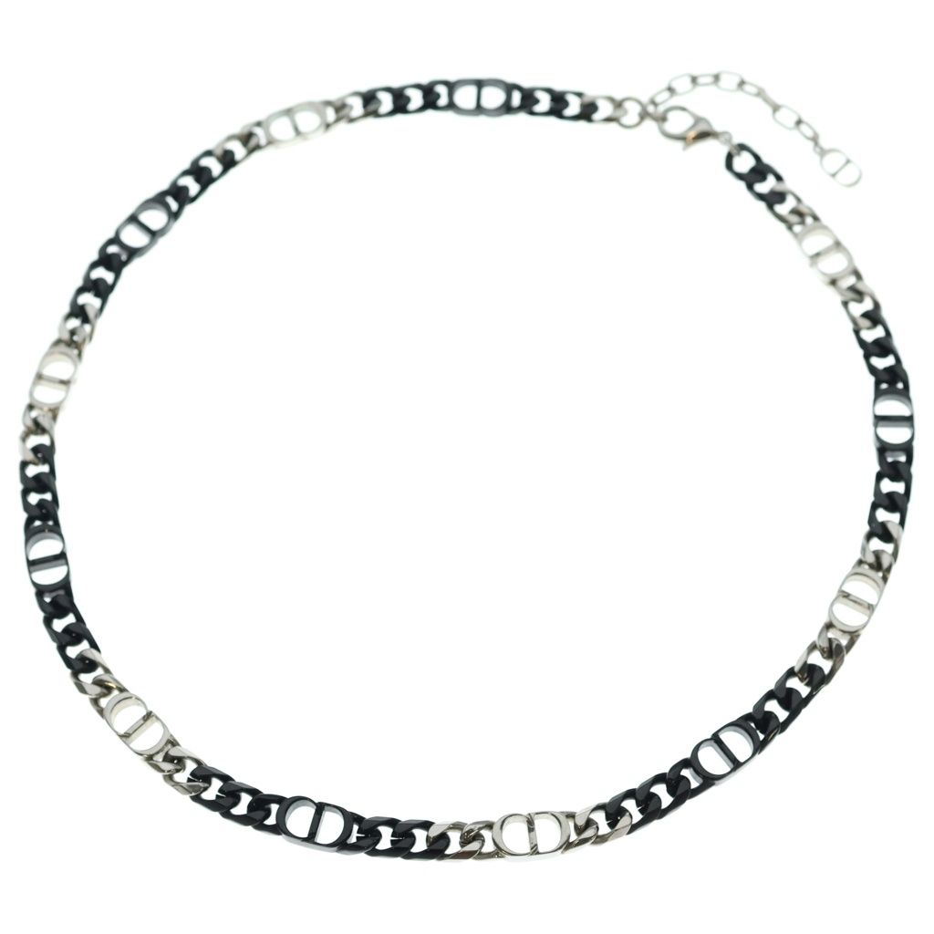 Dior CD Icon Chain Link Necklace Silver Black — view 2