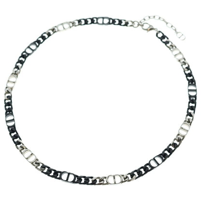 Dior CD Icon Chain Link Necklace Silver Black — view 2