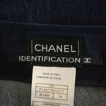 Chanel 00c Cruise Collection Identification Logo Plate Lame Denim Tight Skirt — view 7