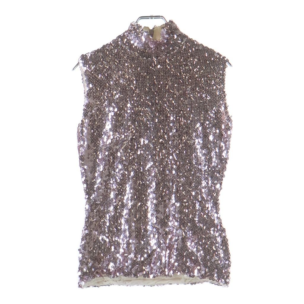 Dior Silver Sequin Shirt Dress Decoration Sleeveless Pink