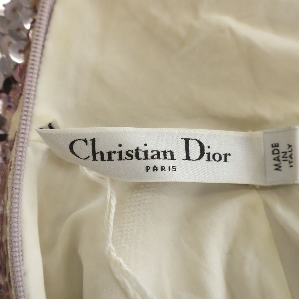 Dior Silver Sequin Shirt Dress Decoration Sleeveless Pink — view 7