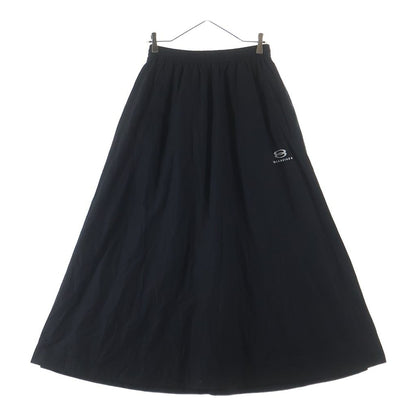 Balenciaga Logo Embroidered Midi Skirt Nylon Embroidery Black