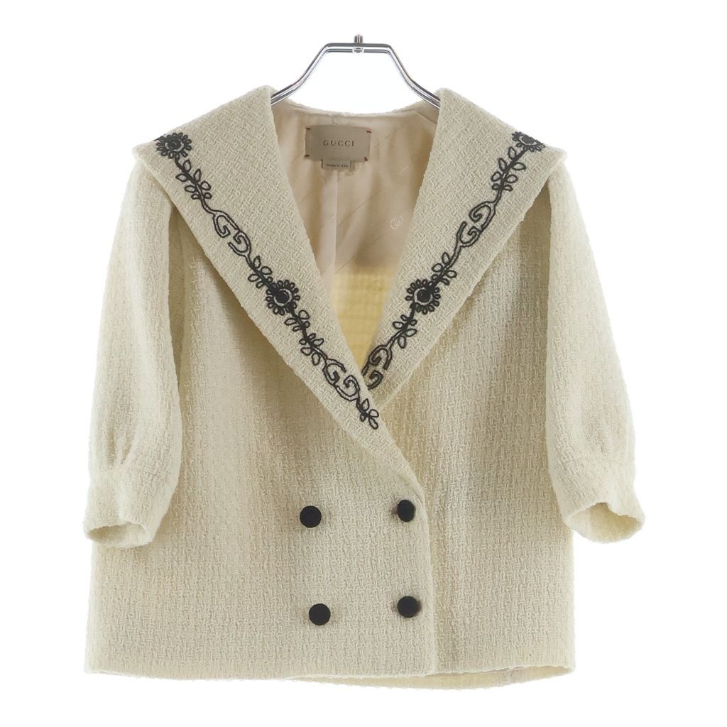 Gucci Bull Breasted Tweed Tailored Jacket Kids White Zapnv
