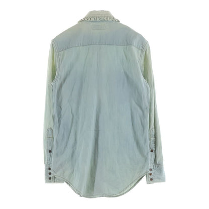 Saint Laurent Paris Collar Ruffle Denim Western Shirt Indigo — view 2