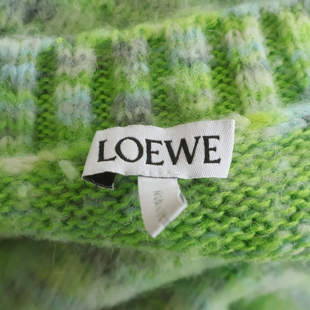 Loewe Wool Blend Sweater Anagram Patch Crew Neck Knit Green — view 7