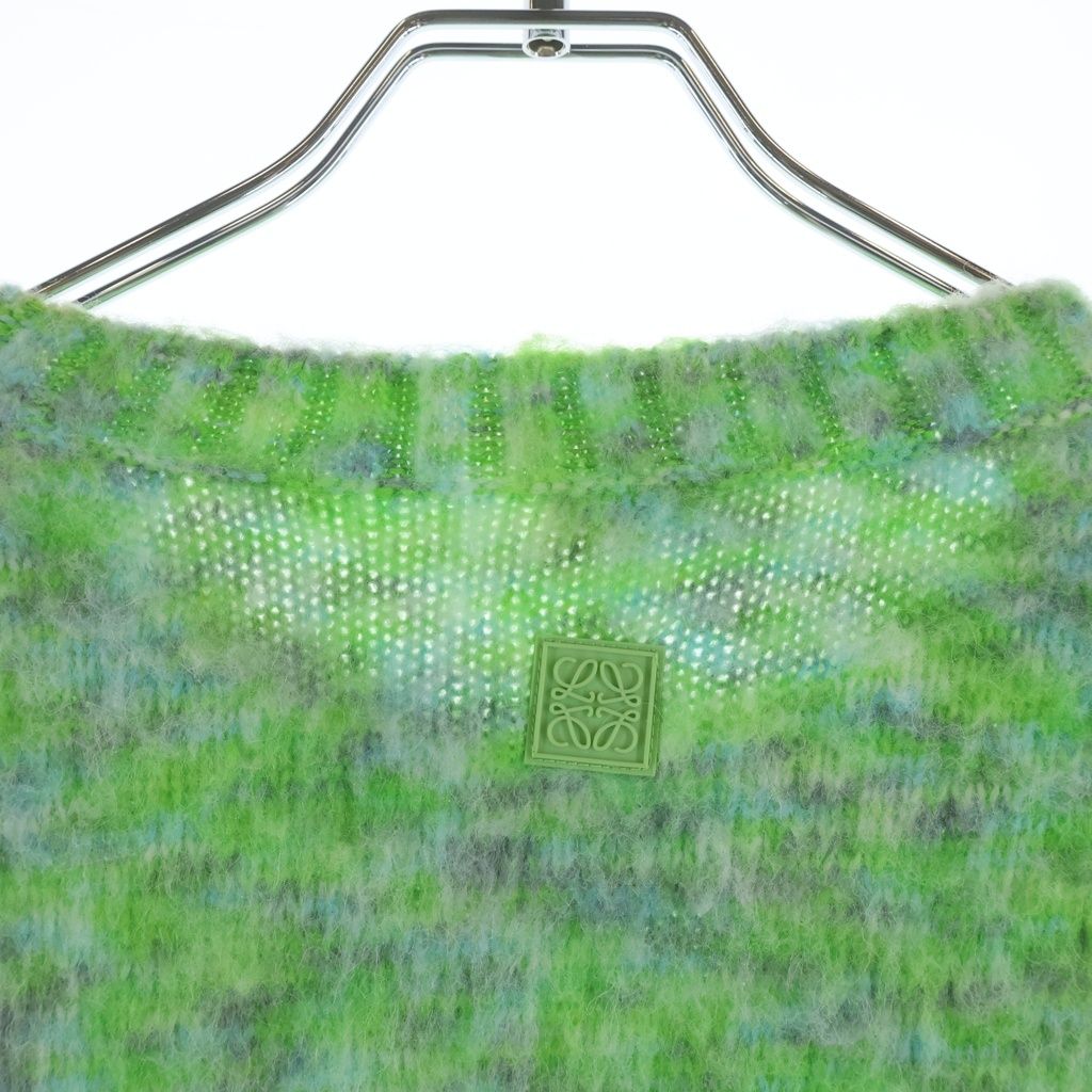 Loewe Wool Blend Sweater Anagram Patch Crew Neck Knit Green — view 4