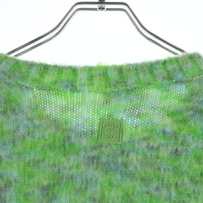 Loewe Wool Blend Sweater Anagram Patch Crew Neck Knit Green — view 4