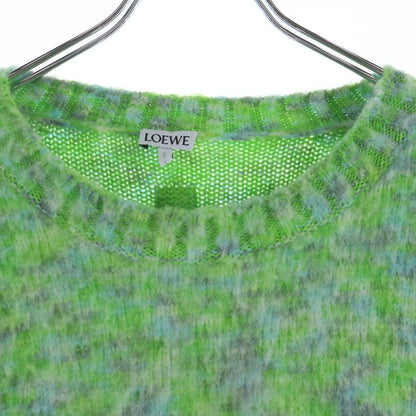 Loewe Wool Blend Sweater Anagram Patch Crew Neck Knit Green — view 3