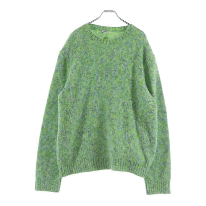 Loewe Wool Blend Sweater Anagram Patch Crew Neck Knit Green