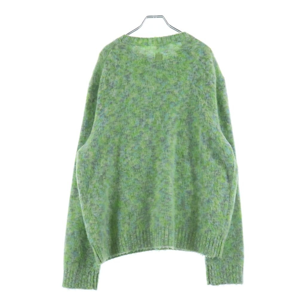 Loewe Wool Blend Sweater Anagram Patch Crew Neck Knit Green — view 2