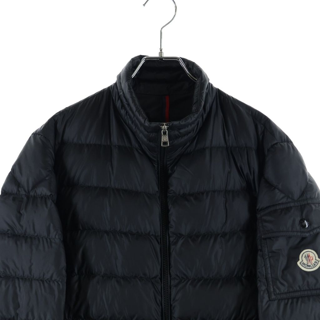 Moncler Lambot Patch Logo Stand Collar Down Jacket Black — view 3