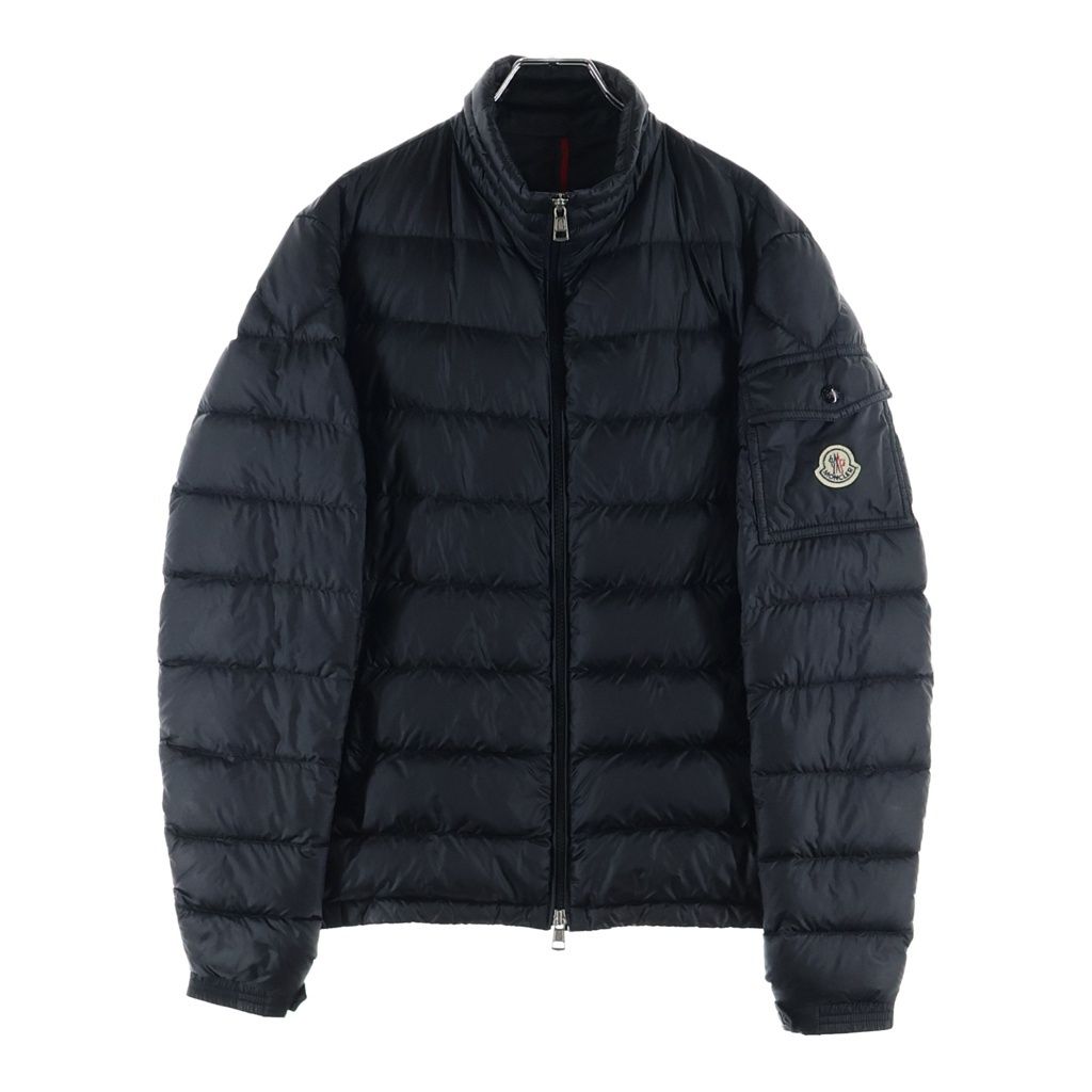 Moncler Lambot Patch Logo Stand Collar Down Jacket Black