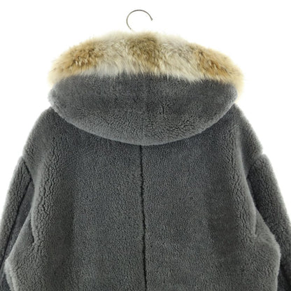 Louis Vuitton Toggle Button Shearling Leather Boa Furred Zip Up Coat Gray — view 4