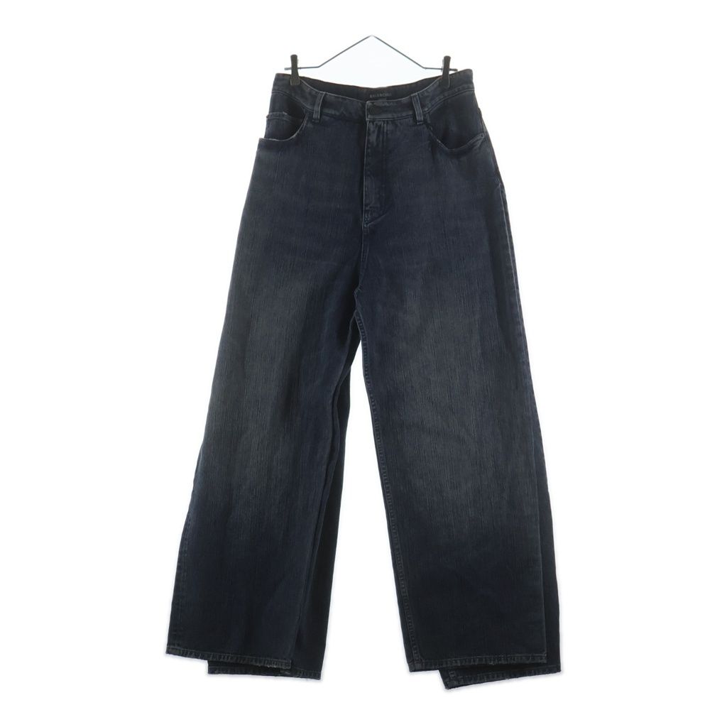 Balenciaga Double Front Wide Leg Jeans Leg Denim Pants Indigo
