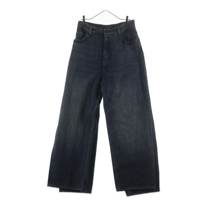 Balenciaga Double Front Wide Leg Jeans Leg Denim Pants Indigo