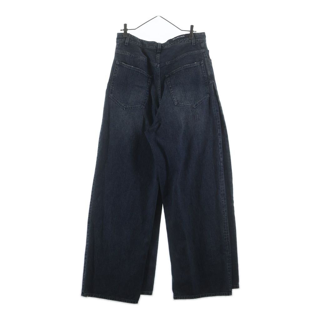 Balenciaga Double Front Wide Leg Jeans Leg Denim Pants Indigo — view 2