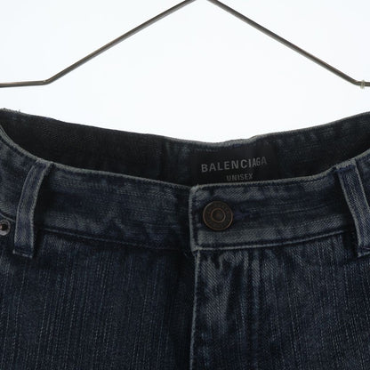 Balenciaga Double Front Wide Leg Jeans Leg Denim Pants Indigo — view 3