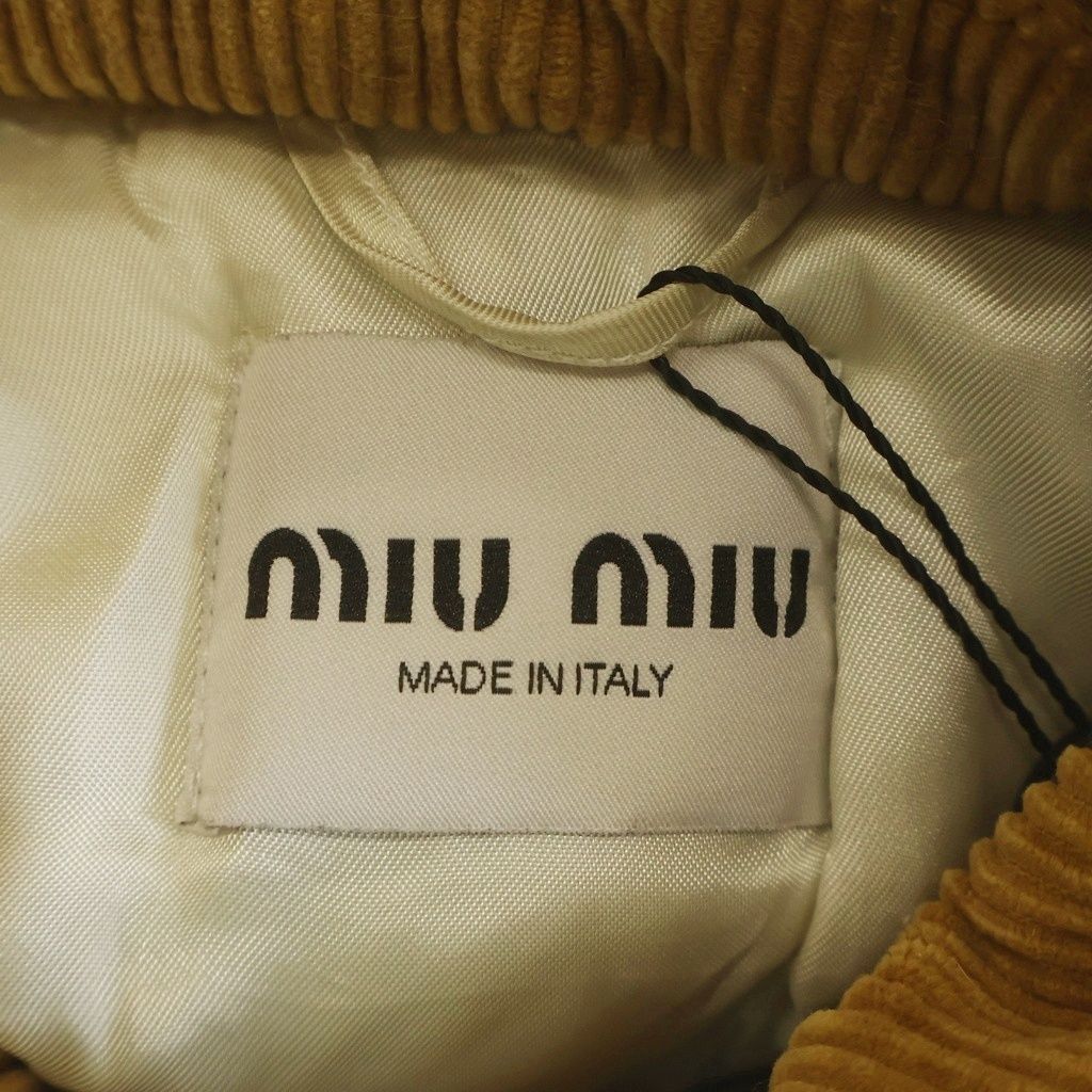 Miu Miu Velvet Corduroy Collar Denim Jacket Over Padded Indigo — view 6