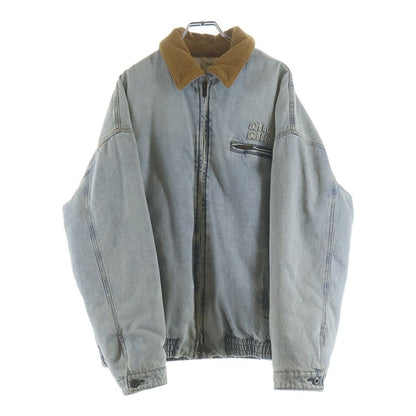 Miu Miu Velvet Corduroy Collar Denim Jacket Over Padded Indigo